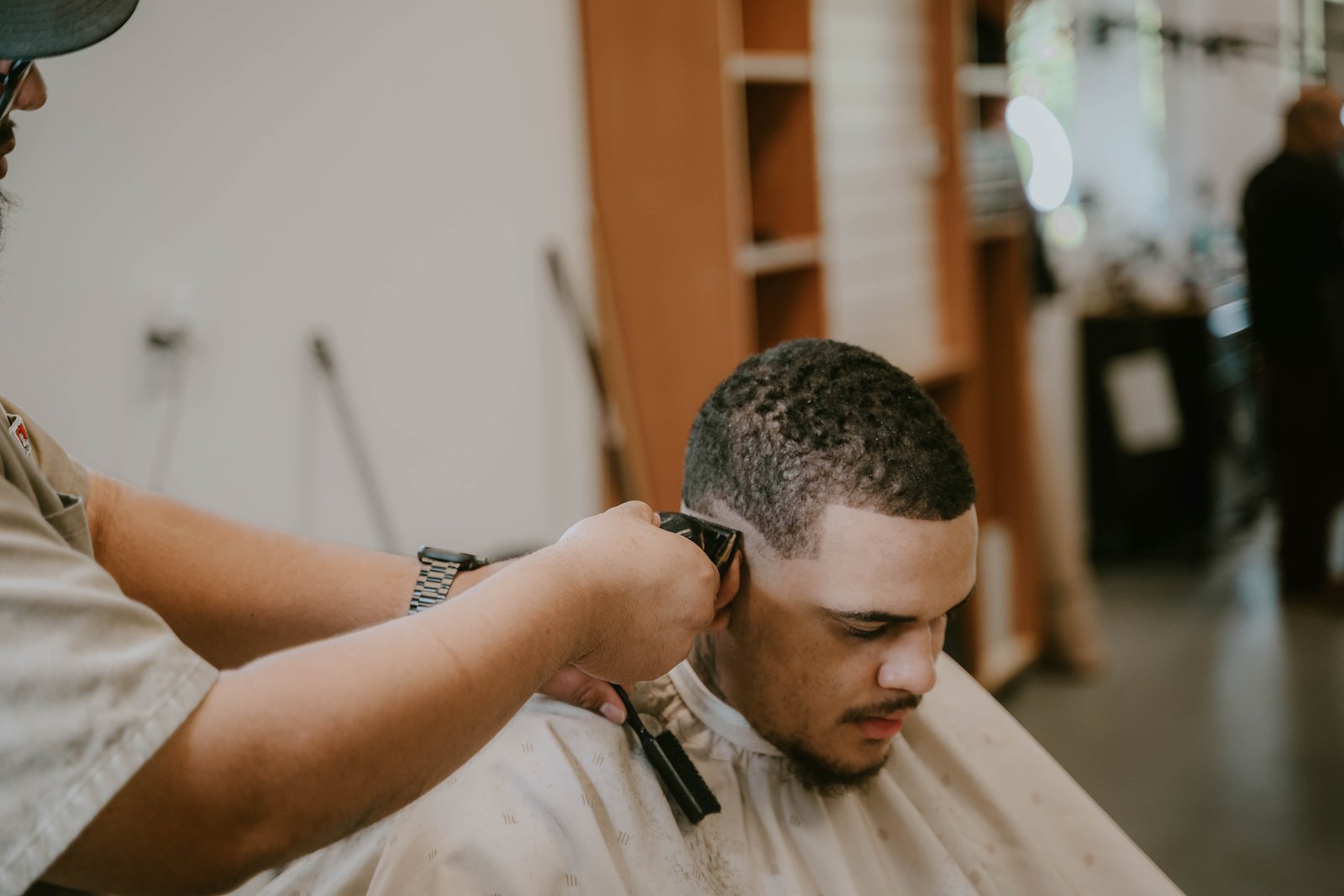 Fresh fade haircut in progress