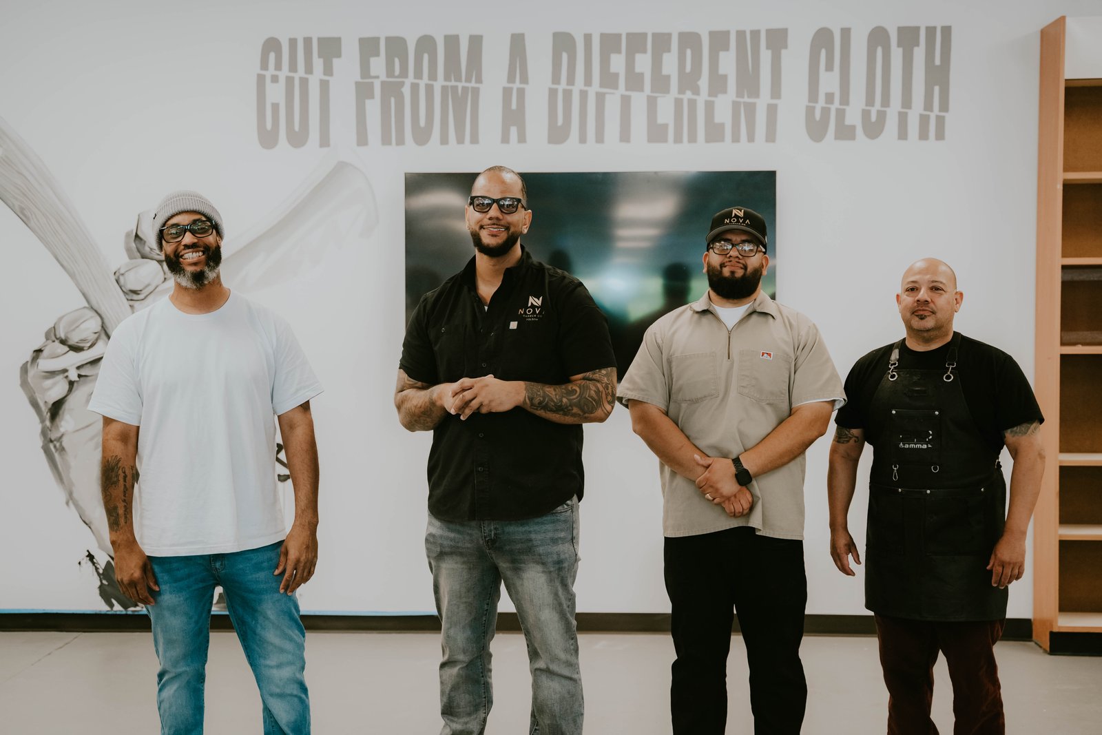 The Nova Barber Co team standing together in the shop